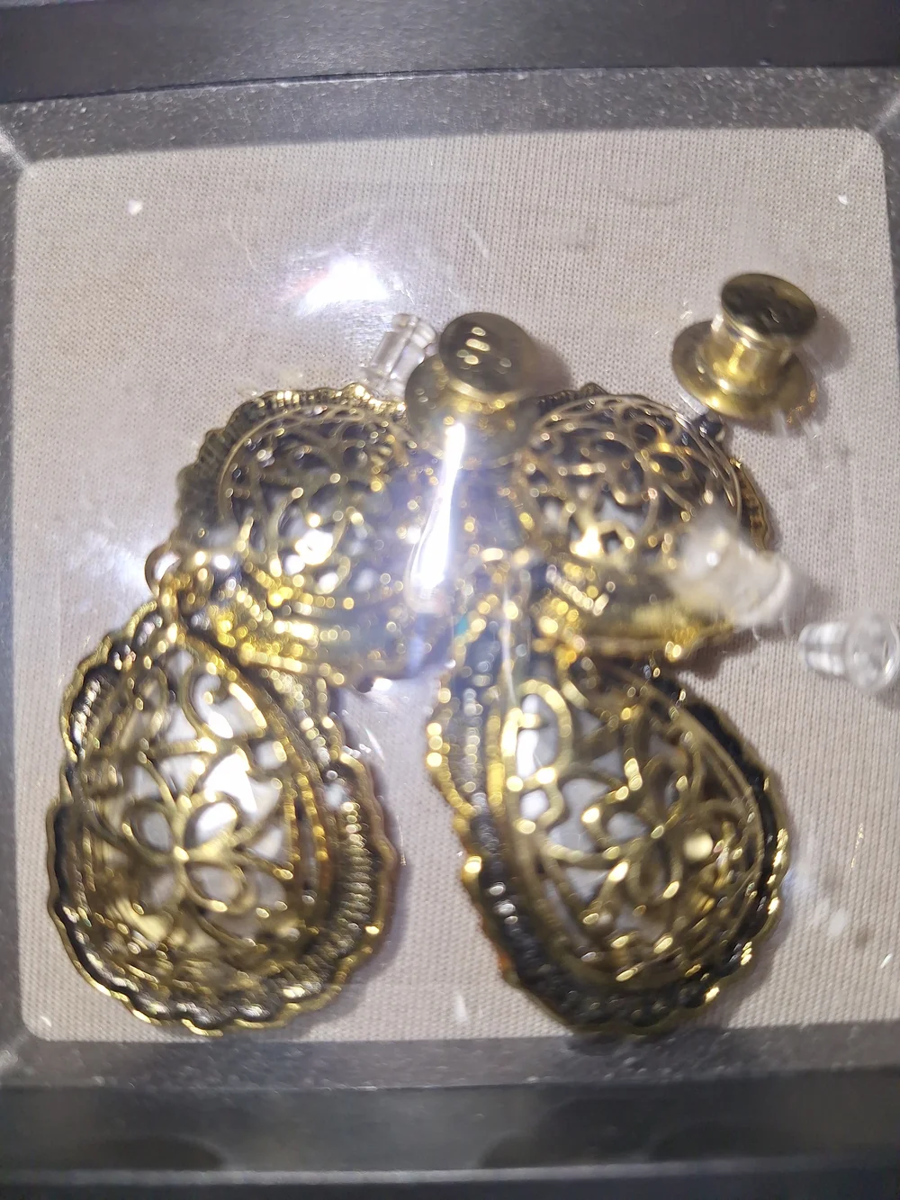 Serendipty Gold-Tone Pink Drop Earrings - Picture 3 of 5